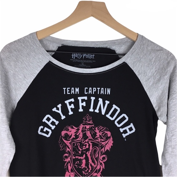 HARRY POTTER Shirt Baseball T Shirt 3/4 Sleeve Gryffindor Team Captain Raglan XS - Picture 3 of 9